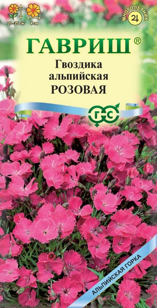 Гвоздика альпийская Розовая, 0,1 г. Альпийская горка.
