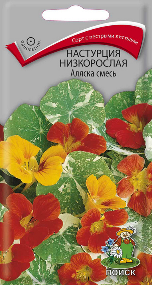 Настурция низкорослая Аляска скарлет, 1 г
