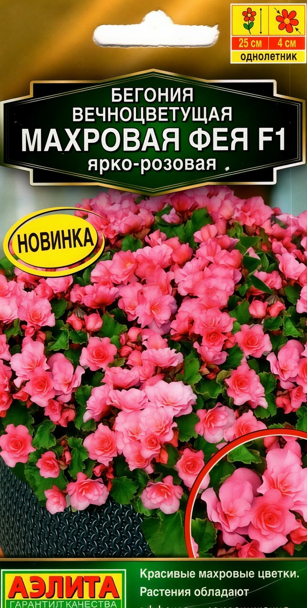 Бегония вечноцветущая махровая Фея F1 ярко-розовая, 5 шт.