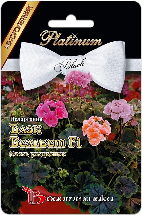 Пеларгония Блэк Вельвет F1, смесь, 5 шт. Black Platinum Биотехника
