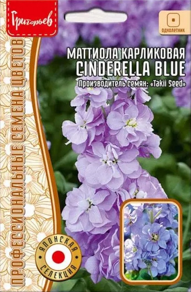 Маттиола Cinderella Blue карликовая махр., 5 шт.